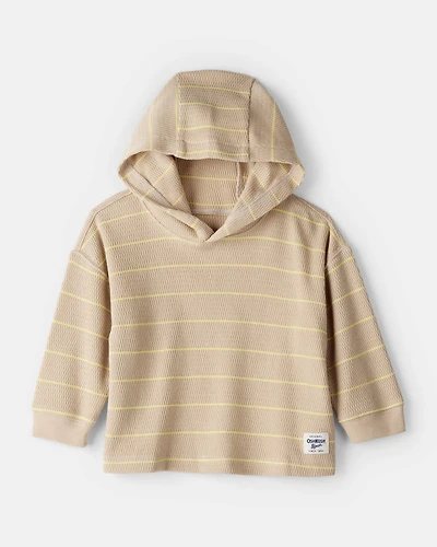 Baby Striped Long-Sleeve Hooded Top - Brown
