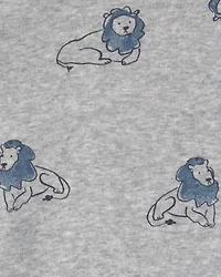 Baby Boy 4-Pack Safari Long-Sleeve Bodysuits - Blue/Grey/Ivory