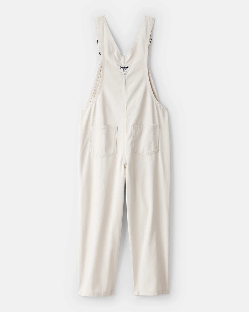 Girls Cotton Sleeveless Overalls - Cream