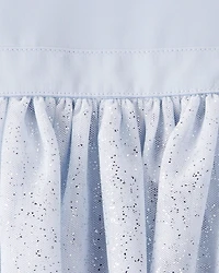 Baby Girl Short-Sleeve Tulle Occasion Dress - Blue