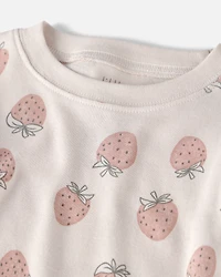 Baby Girl 2-Piece Organic Cotton Ribbed Pajama Set in Strawberry Print