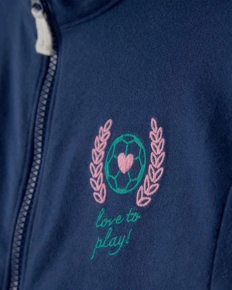 Toddler Girl Varsity French Terry Zip-Up Jacket - Blue