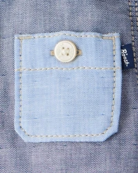 Baby Boy Long-Sleeve Hooded Chambray Shirt - Blue