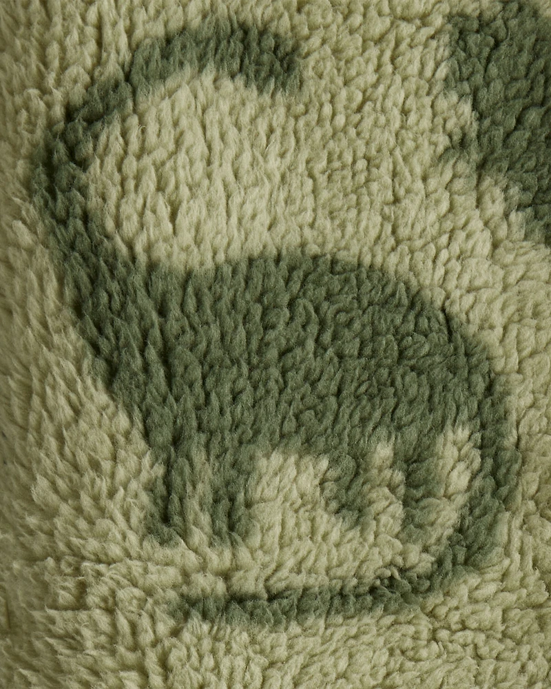 Toddler Boy Dinosaur Sherpa Zip-Up Jacket - Green