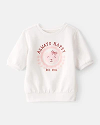 Toddler Girl 2-Piece Bear Top & Plaid Knit Skirt Set - Ivory/Pink