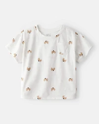 Toddler Girl Pastry-Print Short-Sleeve Pocket Tee - Heather Grey