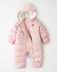 Baby Girl 1-Piece Snowsuit Made with Recycle Materials in Blush Petals Print