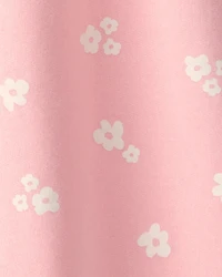 Girls Floral French Terry Dress - Pink