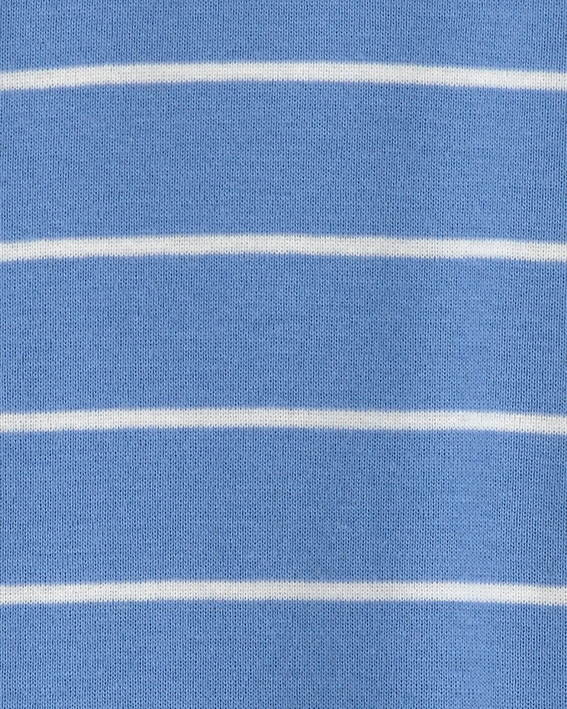 Baby Boy Construction Striped 100% Cotton Snug Fit 1-Piece Pajama Set - Blue