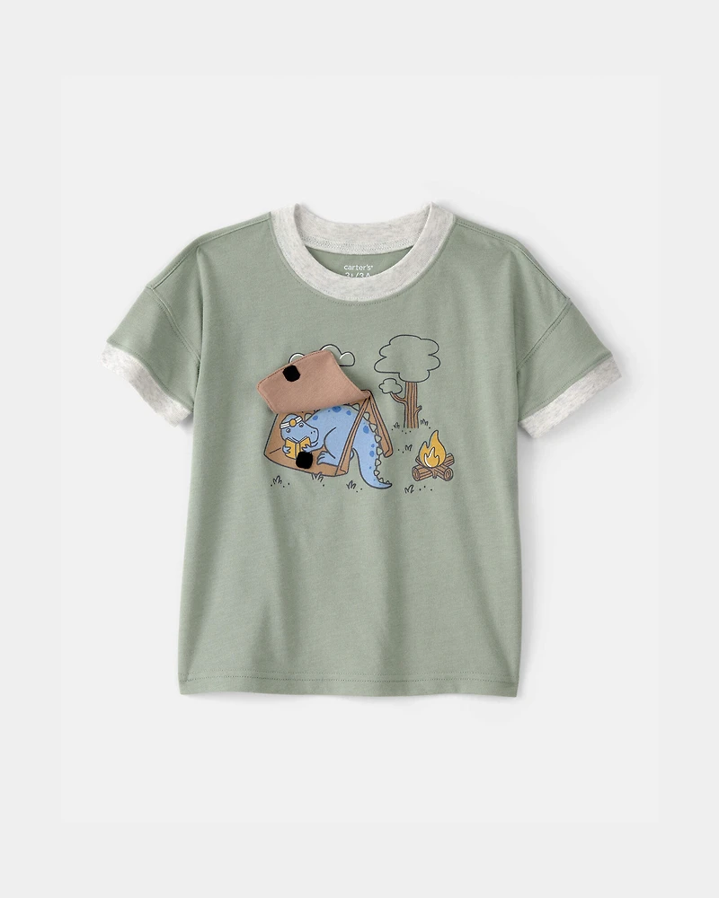 Toddler Boy Camping Dinosaur Graphic Tee - Green