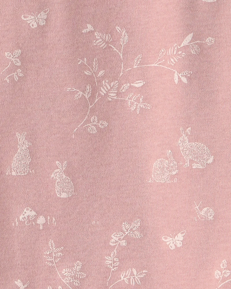 Toddler Girl 2-Piece Organic Cotton Ribbed Pajama Set in Pink Bunnies