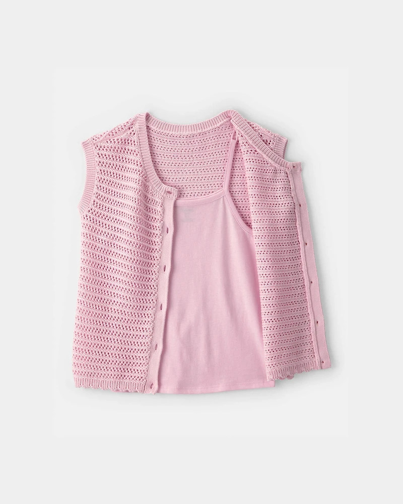 Girls 2-Piece Sweater Top Set - Pink