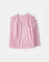Girls 2-Piece Sweater Top Set - Pink