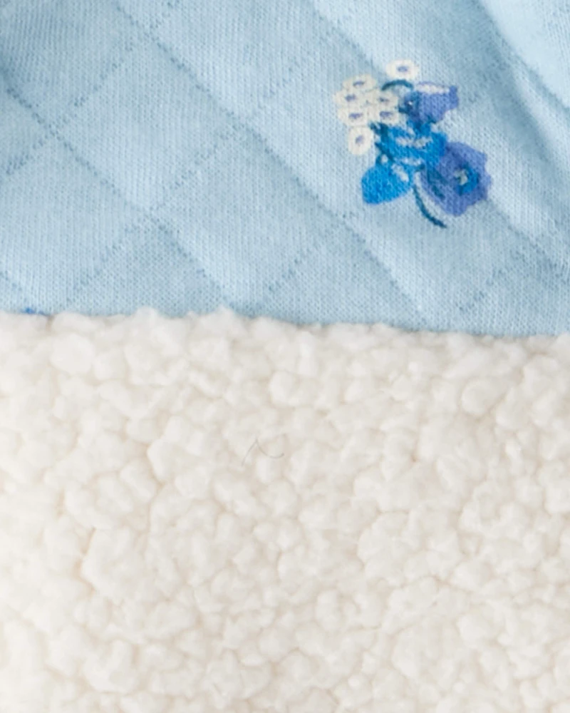 Baby Girl 3-Piece Floral Sherpa Long-Sleeve Bodysuit & Pant Set - Blue