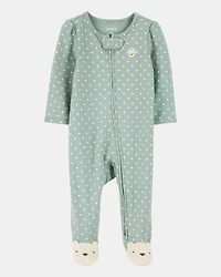 Baby 2-Pack  Cotton 2-Way Zip Sleep & Play Pajamas - Green/Ivory