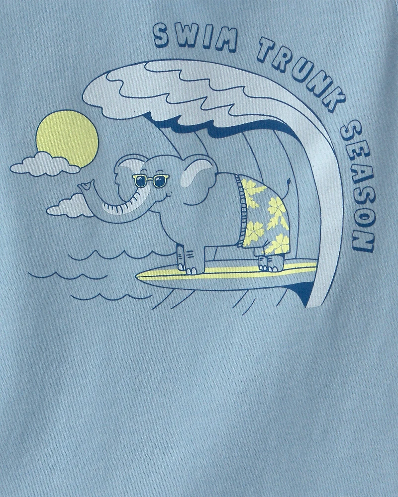 Baby Boy Elephant Graphic Tank - Blue