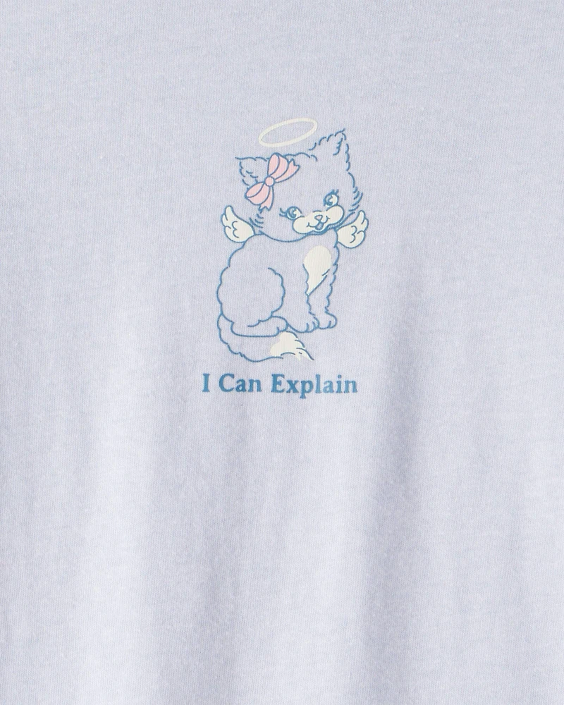 Girls Cat Long-Sleeve Graphic Tee - Blue