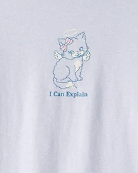 Girls Cat Long-Sleeve Graphic Tee - Blue