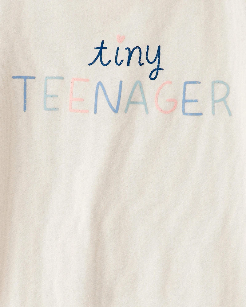 Toddler Girl 'Tiny Teenager' Short-Sleeve Graphic Tee - Cream