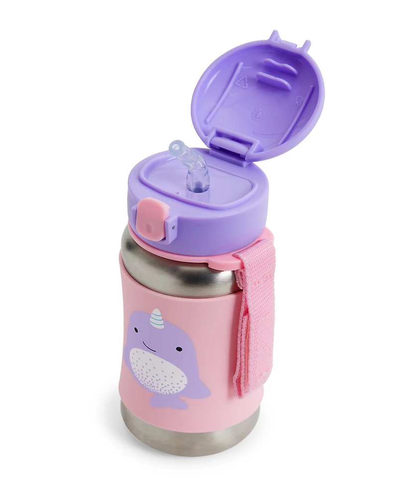 Zoo Stainless Steel Little Kid Straw Bottle - Narwhal