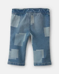 Baby Girl Patchwork Straight-Leg Jeans - Medium Wash