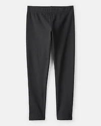 Girls Cozy Fleece Pull-On Stretch Leggings - Black
