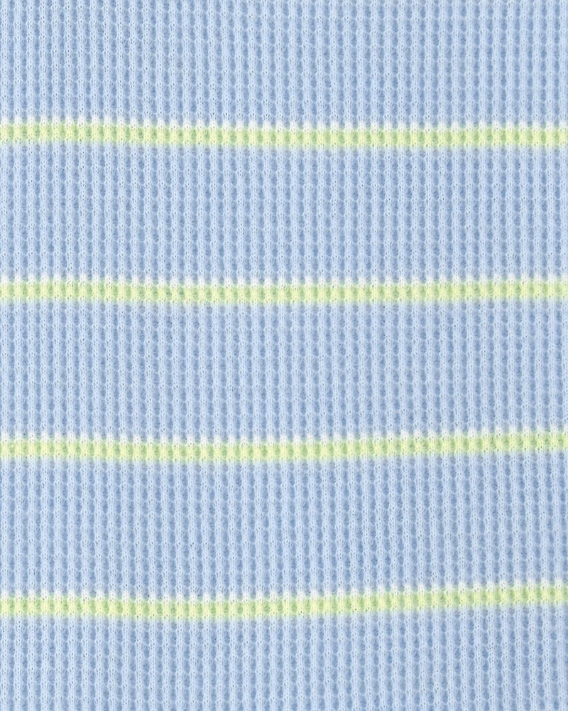 Baby Boy Striped Waffle-Knit Romper - Blue
