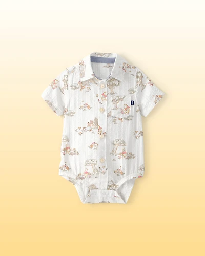 Baby Boy Disney© Winnie the Pooh Button-Down Bodysuit - White