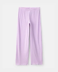 Girls Moon Rib Loose Fit 2-Piece Pajama Set - Purple