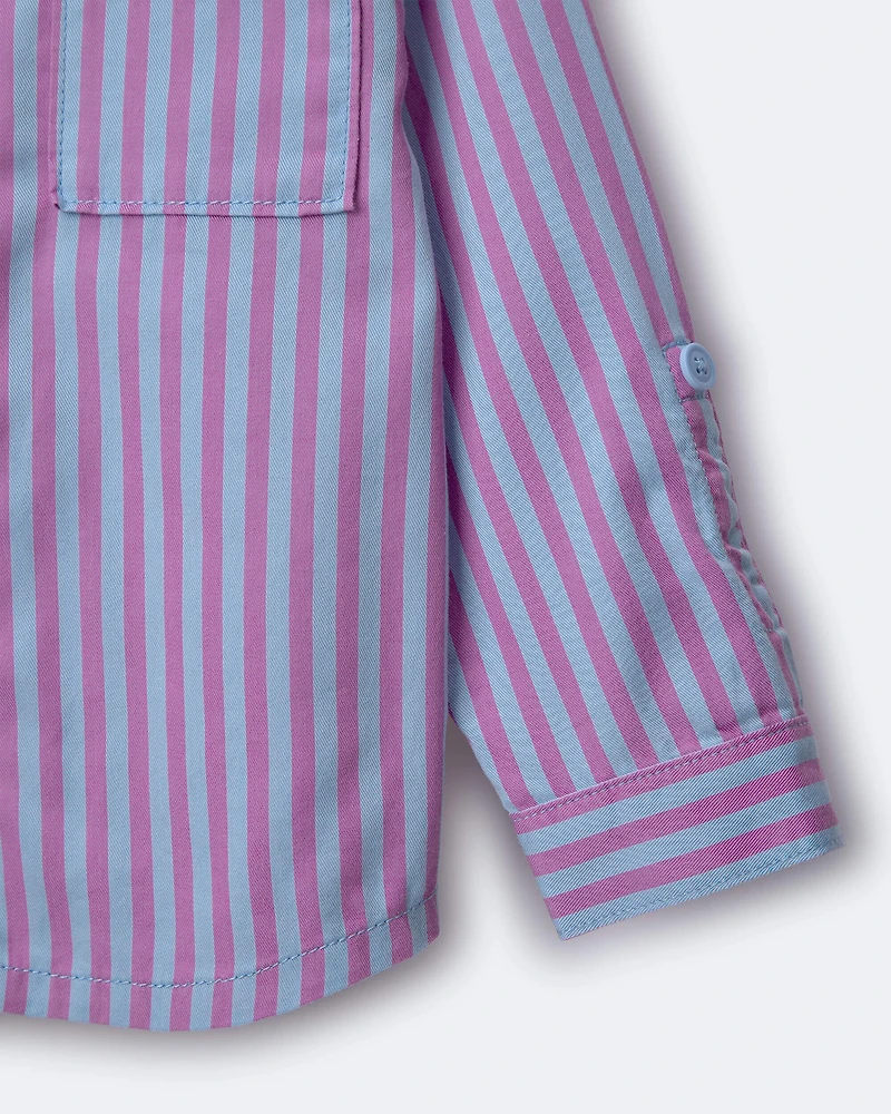 Toddler Boy Button-Down Long-Sleeve Shirt in Stripes