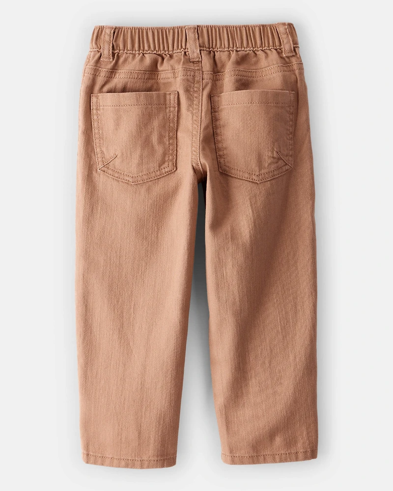 Toddler Boy  Tapered 100% Cotton Twill Pants - Tan