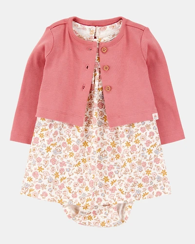 Baby 2-Piece Bodysuit Dress & Cardigan Set