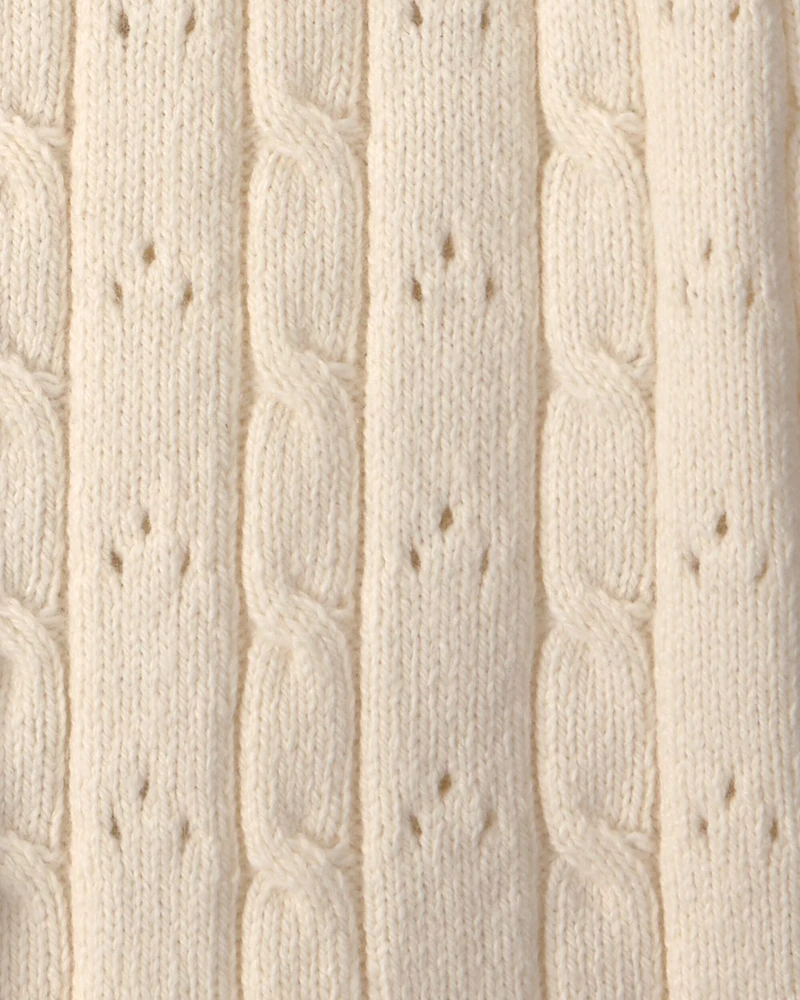 Baby Girl Fair Isle Cardigan Sweater - Cream