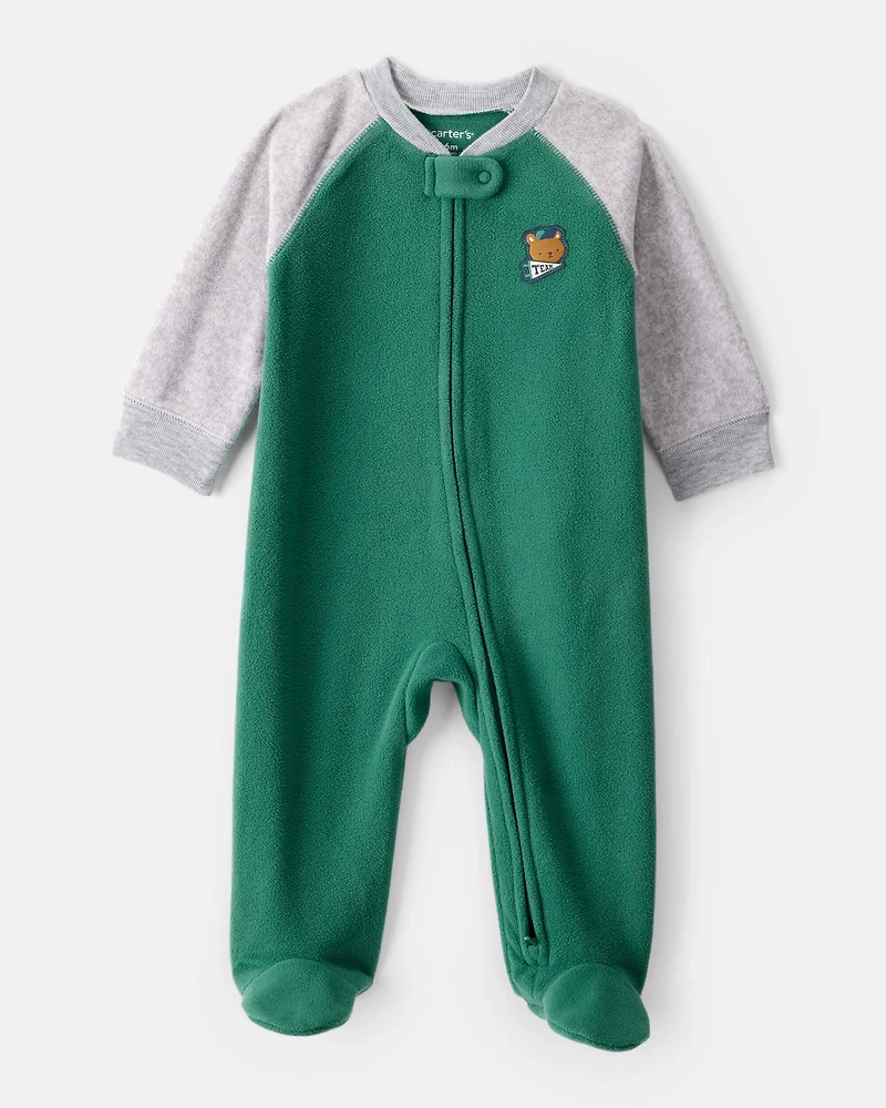 Baby Boy Bear Loose Fit Long-Sleeve Sleep & Play Pajamas - Green