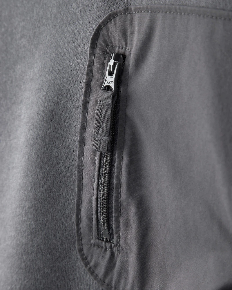 Baby Boy French Terry Zipper Pullover Sweatshirt - Grey