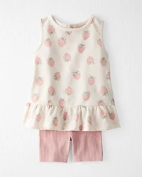 Toddler Girl 2-Piece Set Made with Organic Cotton in Strawberry Print