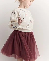 Toddler Girl Avenue Twirl™ Midi Skirt with Tulle - Burgundy