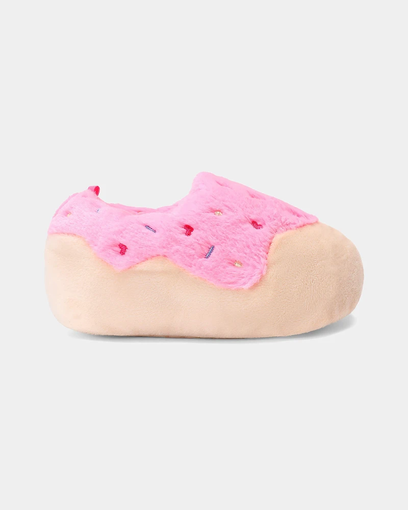 Girls Donut Slippers - Pink/Beige