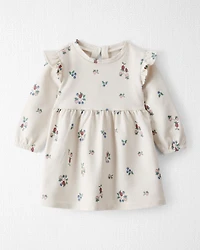 Baby Girl Organic Cotton French Terry Dress in Berry Blossom Print
