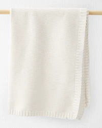 Baby Organic Cotton Signature Stitch Blanket in Cream