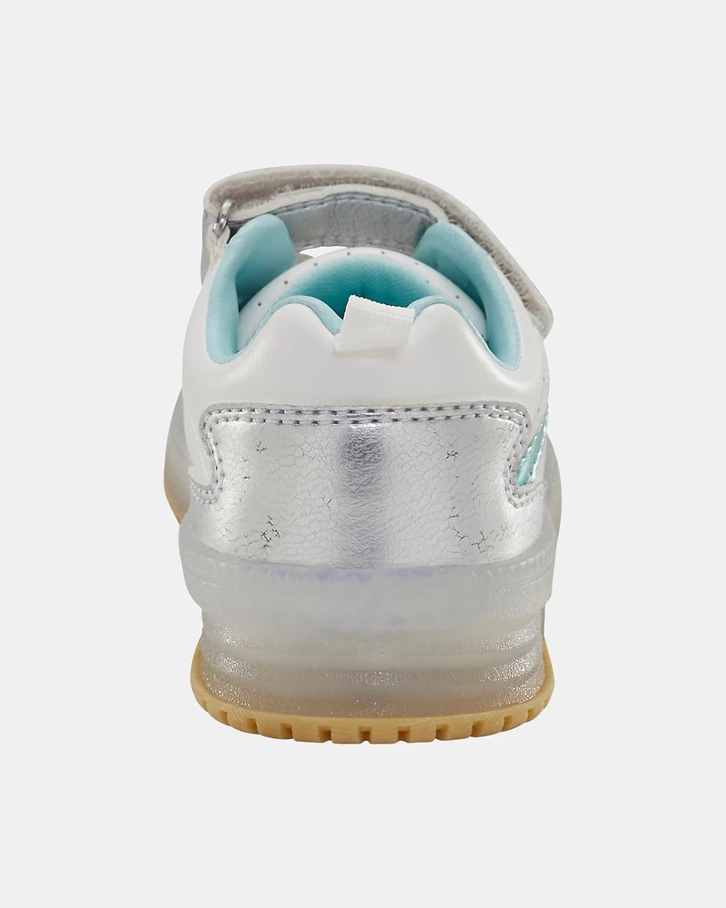 Toddler Light Up Metallic Sneakers - Silver/Aqua