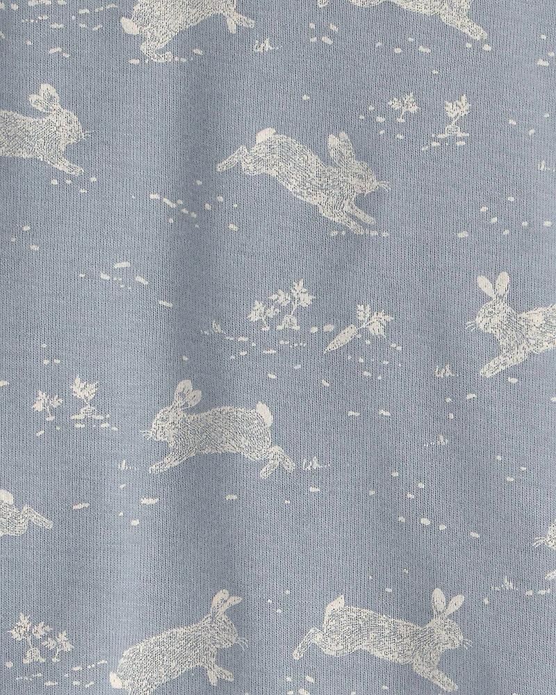 Baby 2-Piece Organic Cotton Ribbed Pajama Set in Blue Bunnies Print