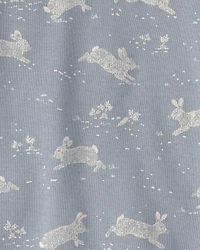 Baby 2-Piece Organic Cotton Ribbed Pajama Set in Blue Bunnies Print