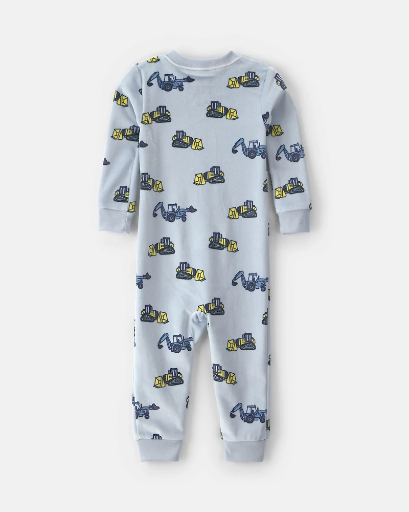 Baby Boy 1-Piece Construction 2-Way Zip DreamPlush Snug Fit Pajama - Blue