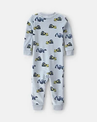 Baby Boy 1-Piece Construction 2-Way Zip DreamPlush Snug Fit Pajama - Blue