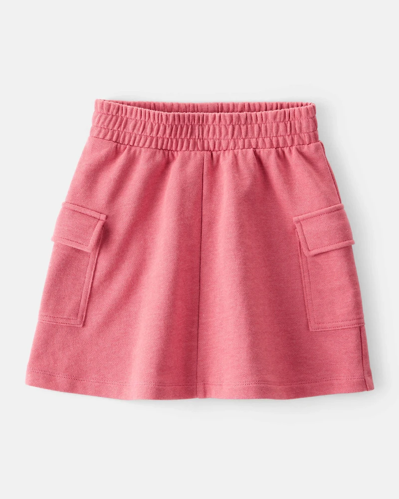 Girls 2-Piece "Good Vibes" Oversized Sweatshirt & Cargo Skirt Set - Pink