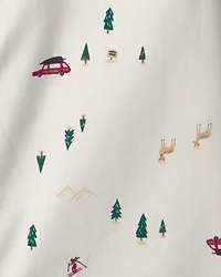 Boys Christmas Tree Long-Sleeve Button-Down Shirt - Cream