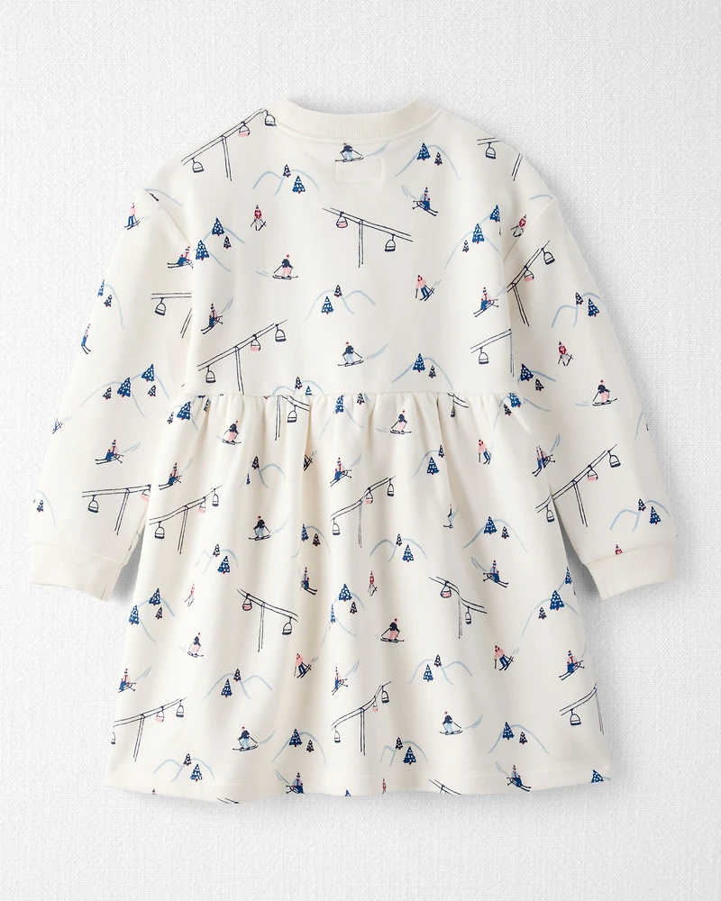 Toddler Girl French Terry Dress Made with Organic Cotton in Snowy Slopes Print