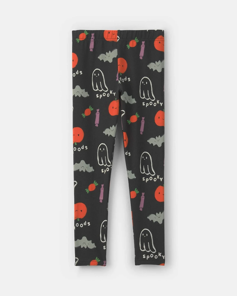 Girls Halloween Pull-On Stretch Leggings - Black