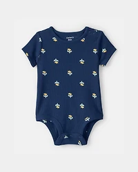 Baby Girl Floral Graphic Bodysuit - Blue